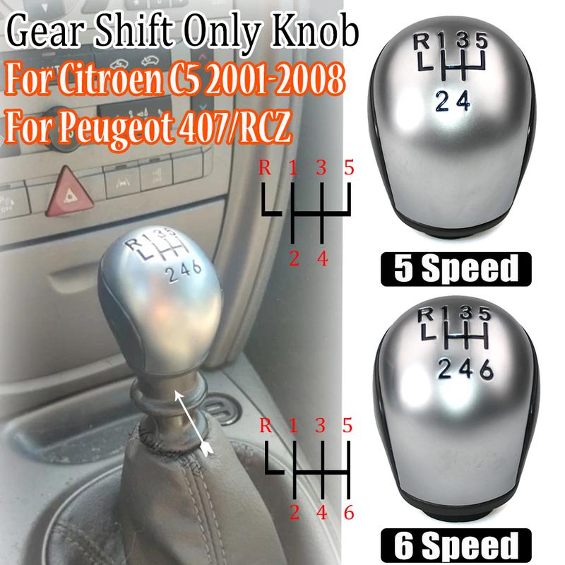Gear Shift Knob For Peugeot 407 RCZ 5/6 Speed Gear Shift Knob Shifter Handle For Citroen C5 2001 2002 2003 2004 2005 2006-2008