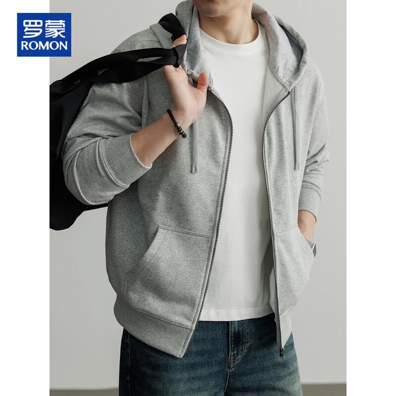ROMON Men's Heavyweight Full-Zip Hooded Sweatshirt