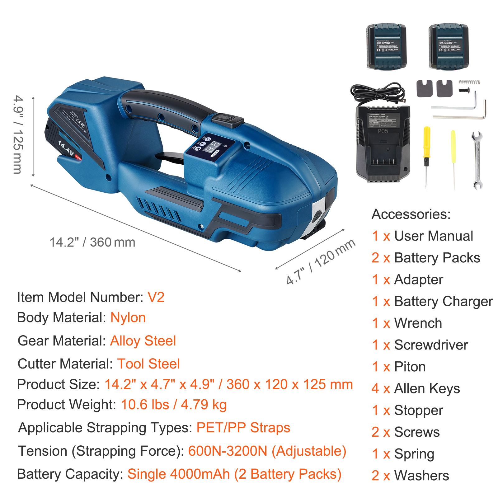 

SucceBuy Электрическая обвязочная машина Портативный аккумуляторный автоматический инструмент для обвязки ПП ПЭТ лентами 0,35 -0,63 Упаковочная коробка синий