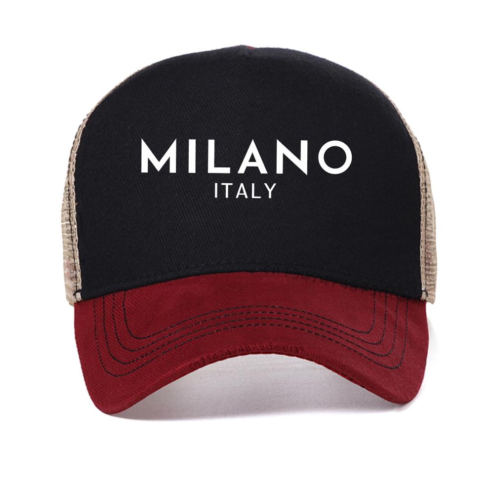 Milano Italy Flag Color Printed Men Baseball Cap Streetwears Hip Hop Male Caps Fashion Summer Breathable Mesh Snapback Hat