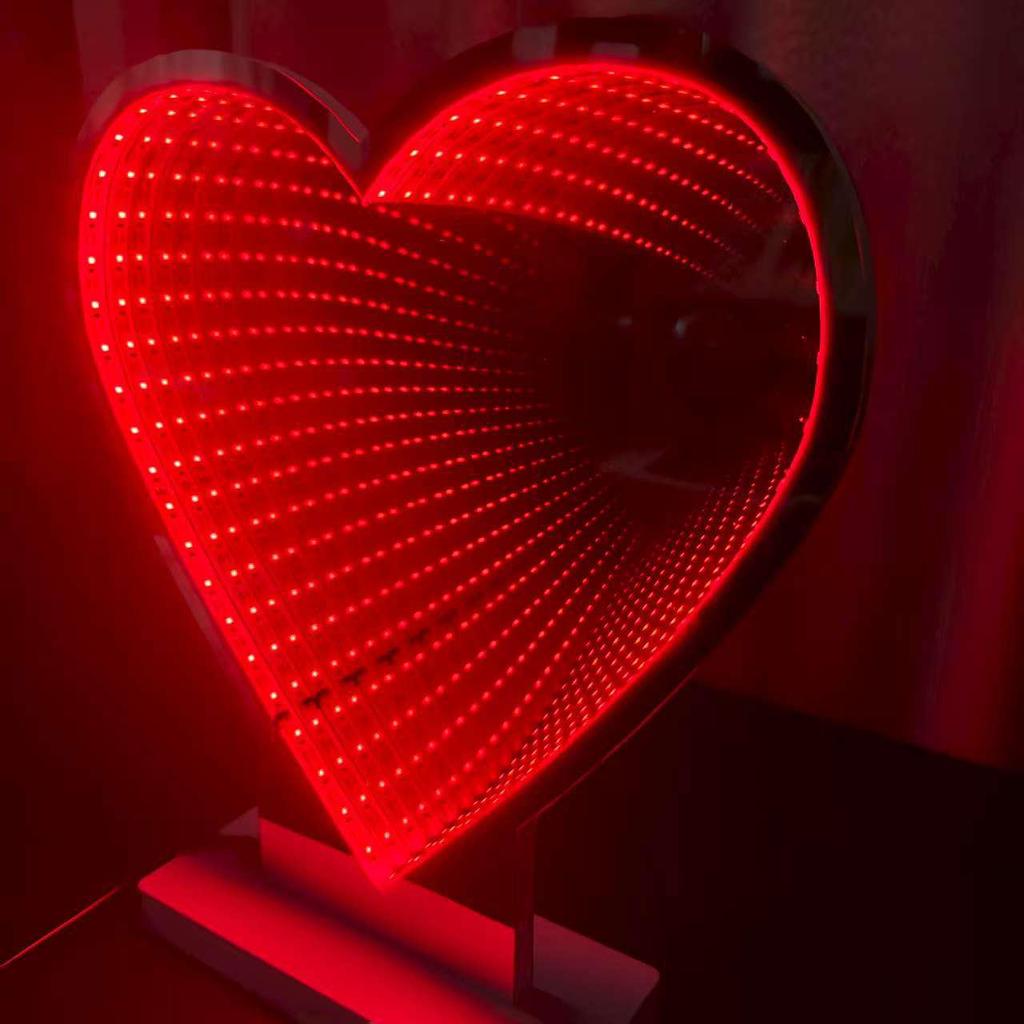3D Valentine Heart LED Tunnel Light: Luminous Mirror Decoration for Party Atmosphere