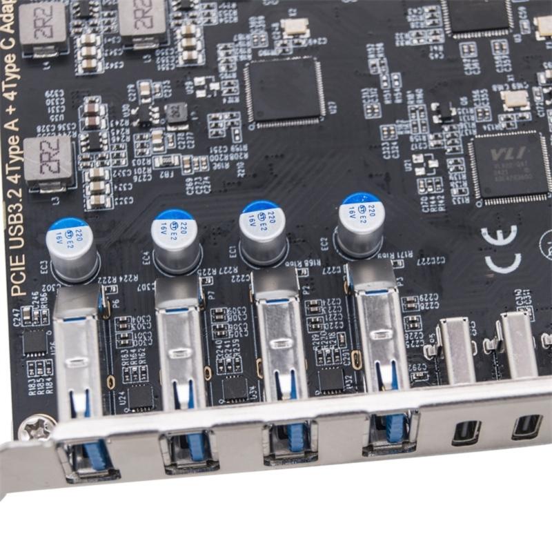 Highly Speed 8Port USB Card PCIE 4X 8X 16X Compatible USB3.2 Hubs With 4 USB+4 Type C Port For Efficient Performances