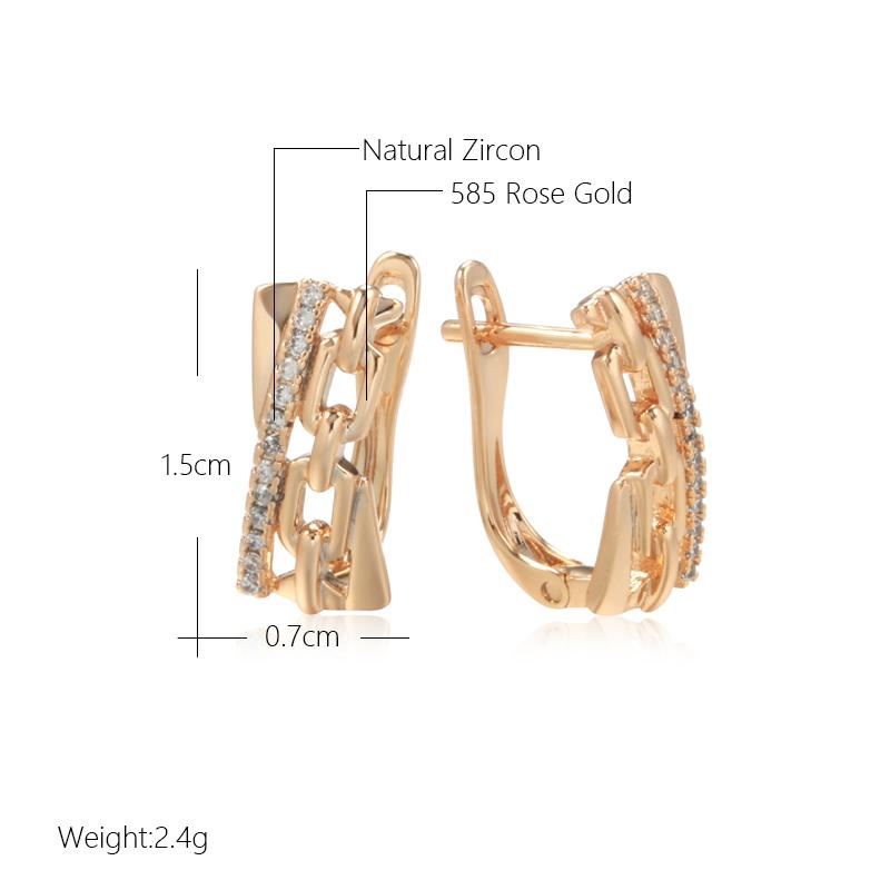 Luxus Roségoldfarbene Hängeohrringe für Damen Geometrischer Ausschnitt Natürliche Zirkonia-Accessoires Mode Vintage-Schmuck