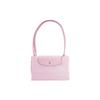 Longchamp Le Pliage Green Solid Color Embroidered Logo Snap Flap Zipper Closure Tote Bag Women Tote Bags Pink 1899919P75