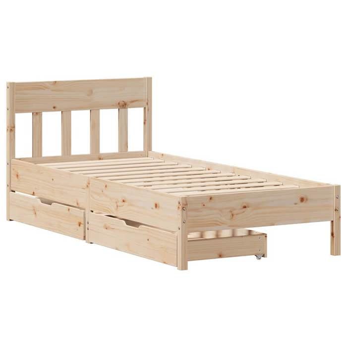 VidaXL Cadre de lit avec tête de lit 90x200 cm bois de pin massif, meuble de chambre à coucher, sommier, lit en bois, lit, 3301875