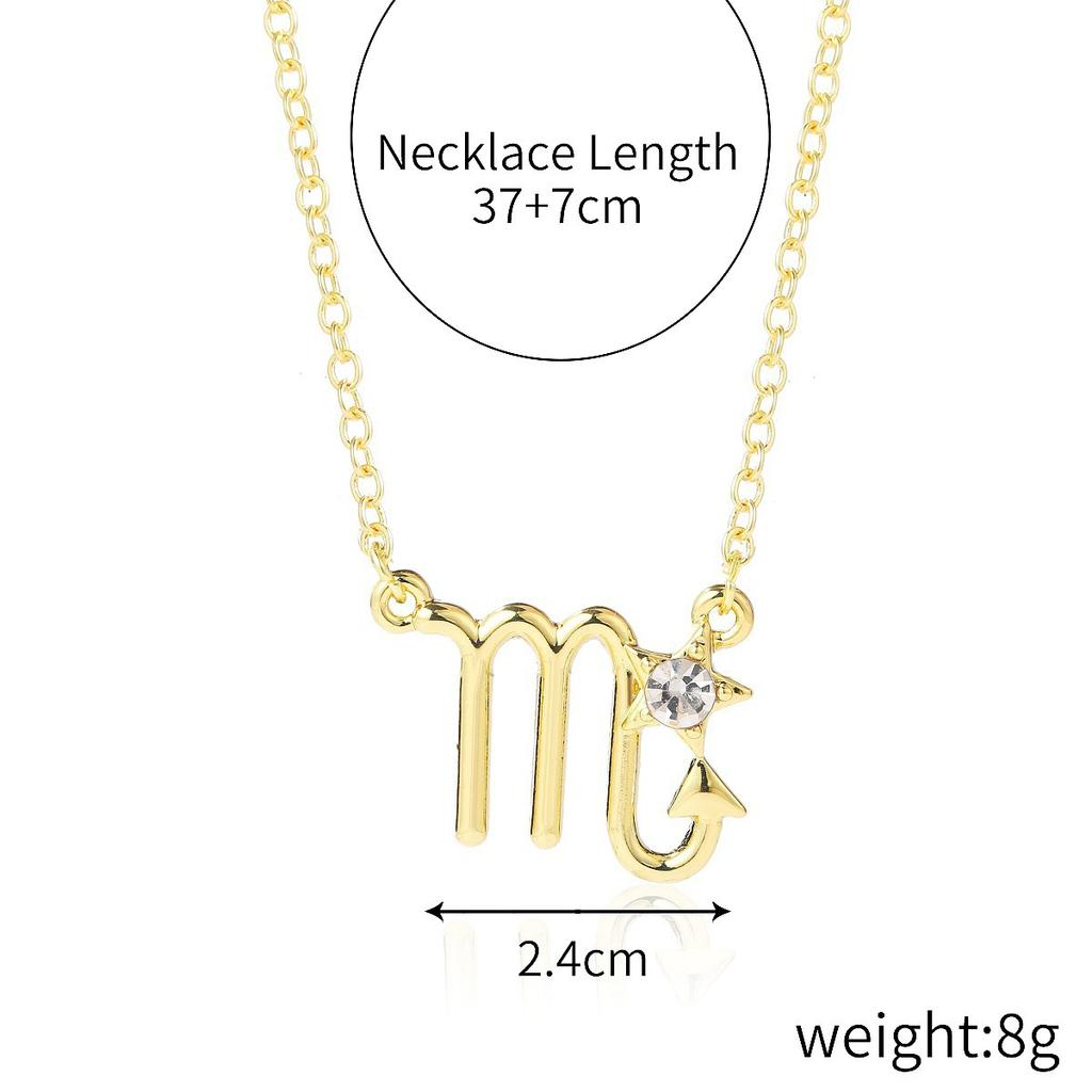 Source Twelve Constellation Necklace 12 Constellation Alloy Diamond-encrusted Rhinestone Collarbone Chain, Spot