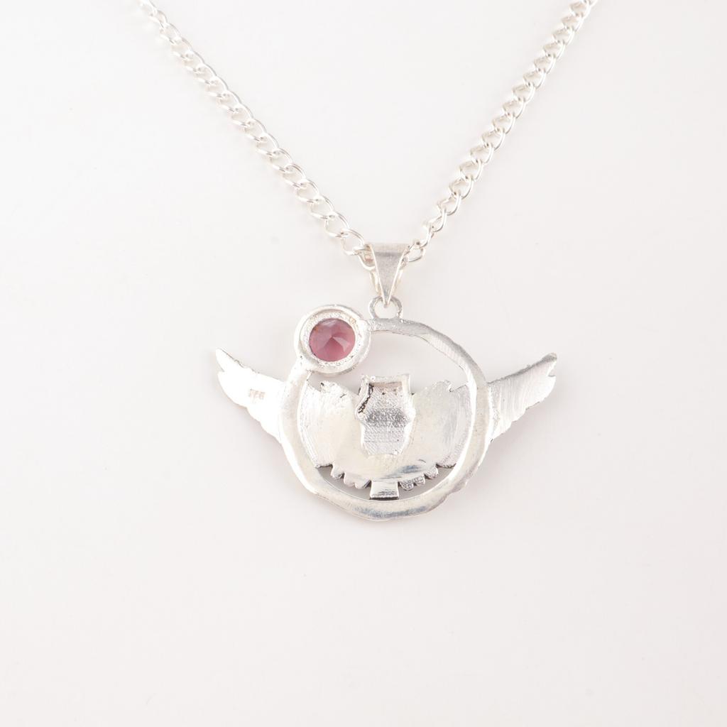 Pink Tourmaline Gemstone 925 Sterling Silver Jewelry Handcrafted Pendant 1.48" CP-17-36