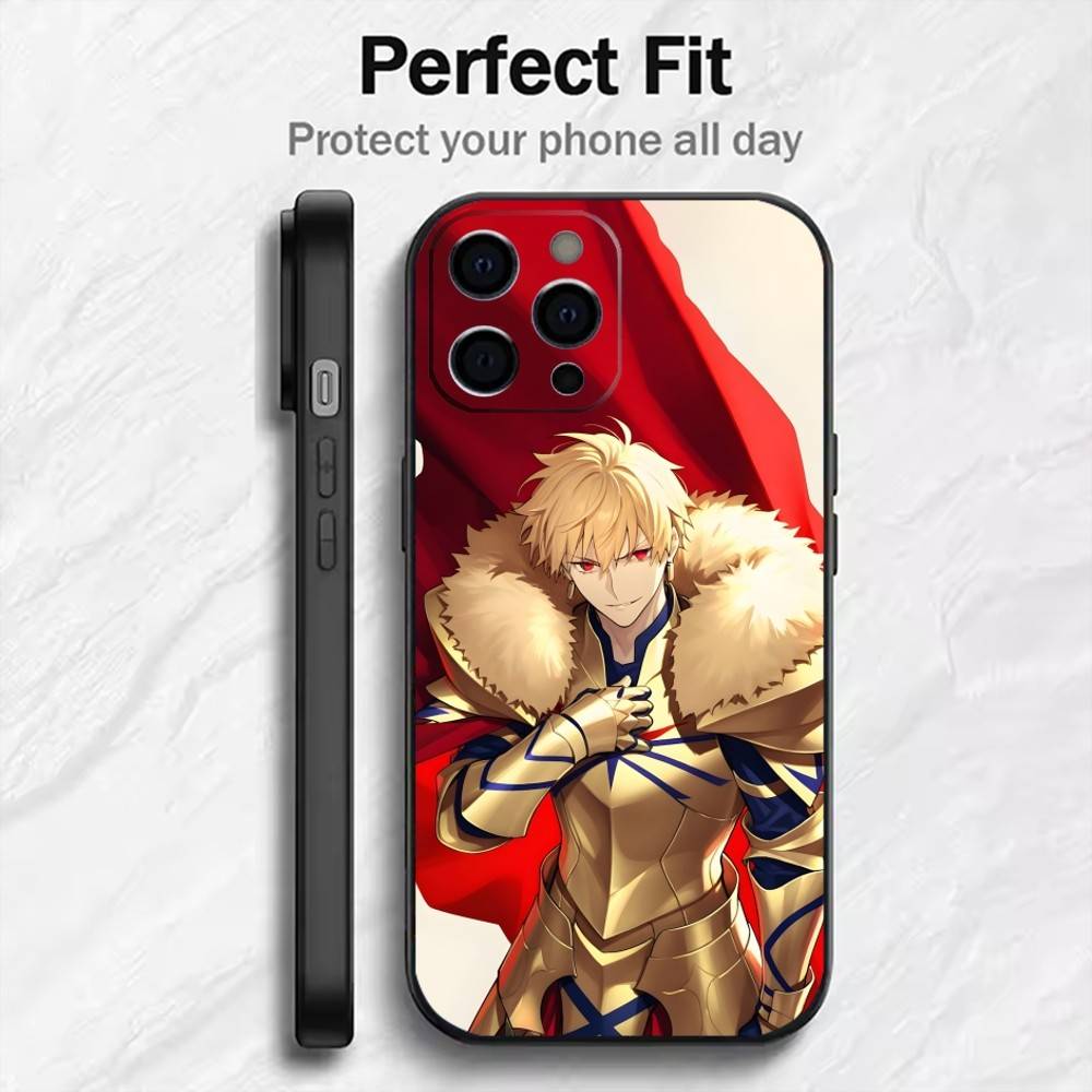 

S-Saber Stay-night G-Gilgamesh F-Fate Phone Case For iPhone17,16,15,14,13,12 Plus,Max Soft Silicone Black Cover iPhone14Plus