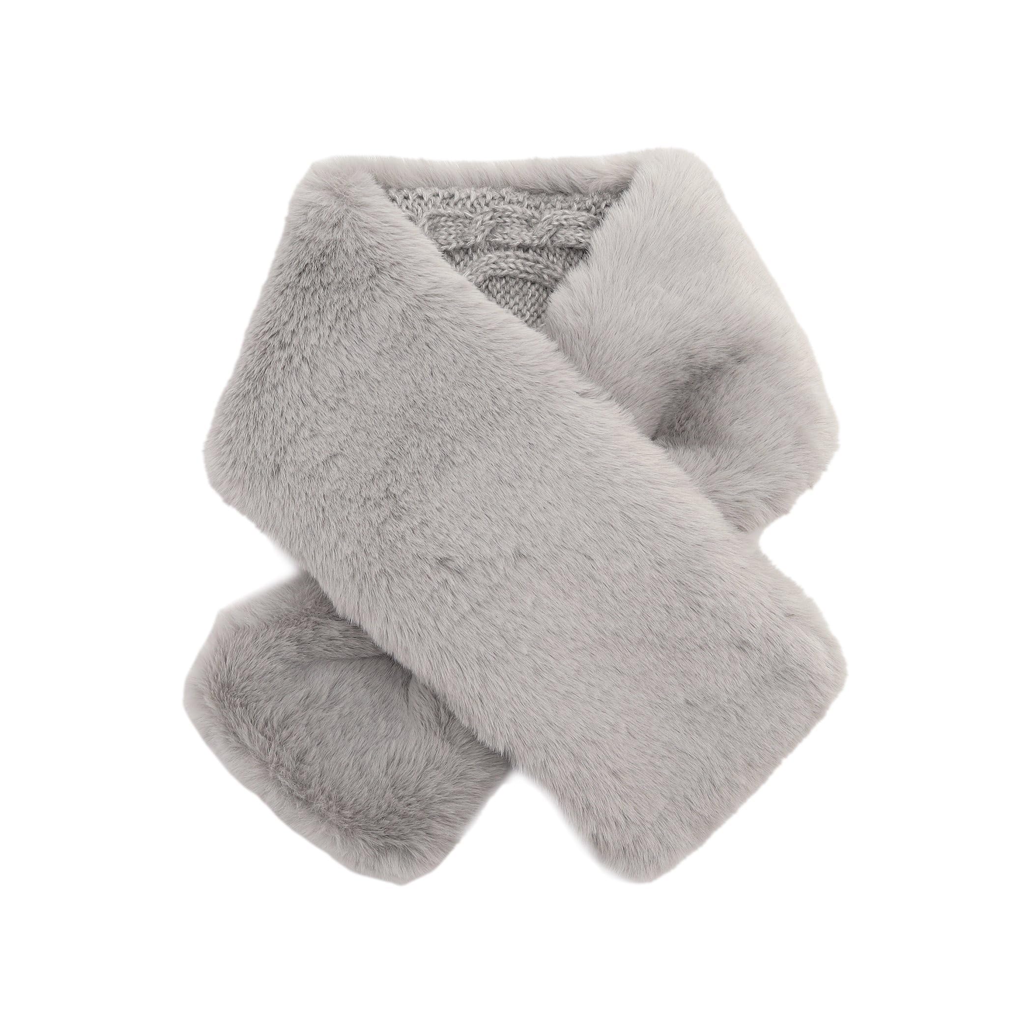 

Afternoon Tea Living Tippet JP60 Cable Knit Faux Fur Tippet, Gray
