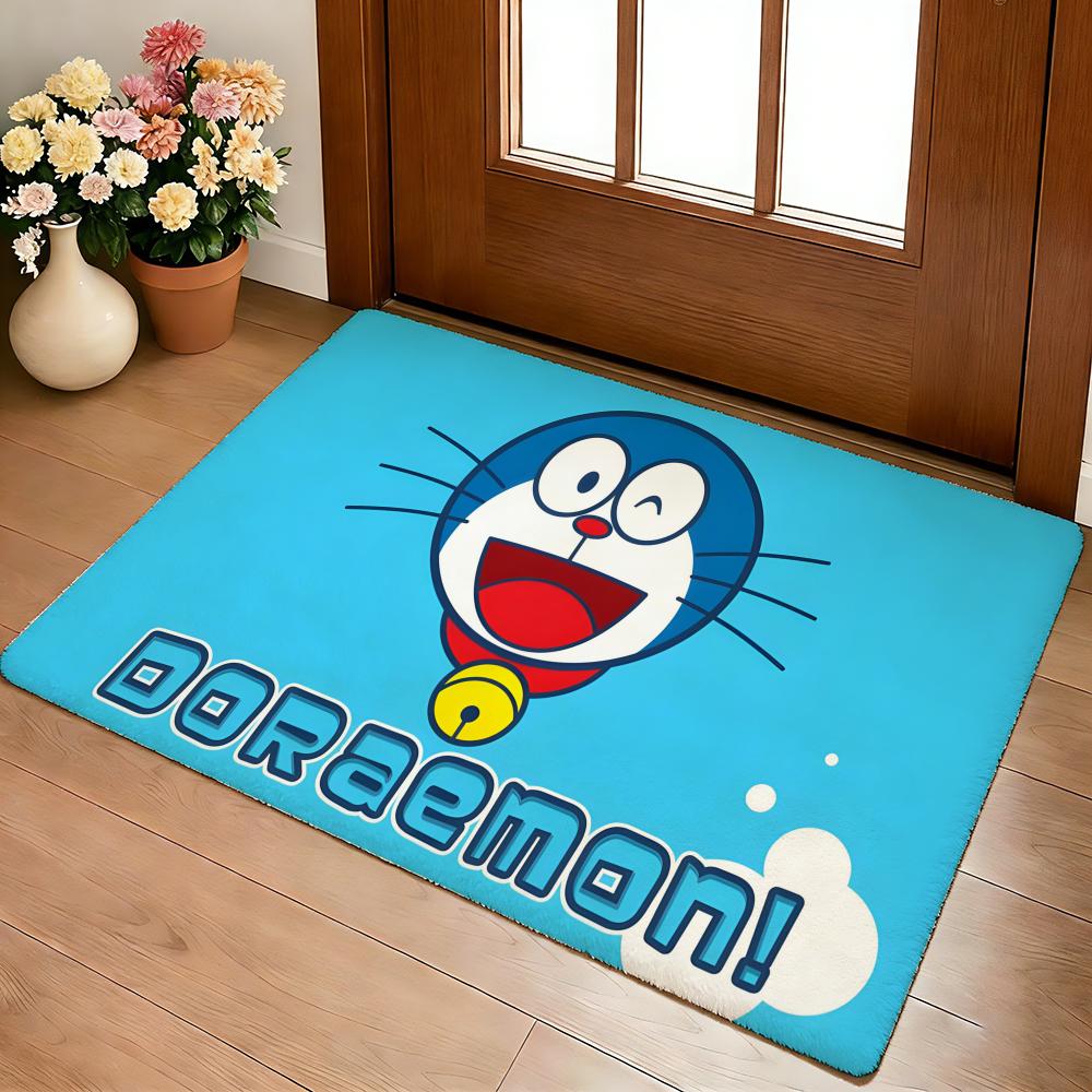 Kwaii Anime D-DoraemonS Floor Mat Cozy Flannel Soft Thick Non-Slip Mat For Living Room Bedroom Kitchen Decor Rugs