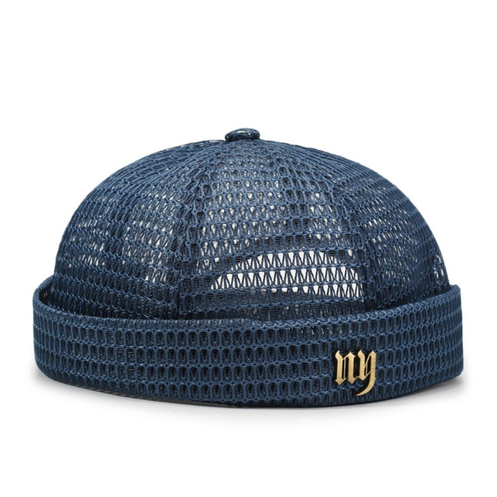 

New Brimless Mesh Hat Adjustable Ultra-Light Beanie Street Hat Multicolor Landlord Hat Unisex темно-синього кольору