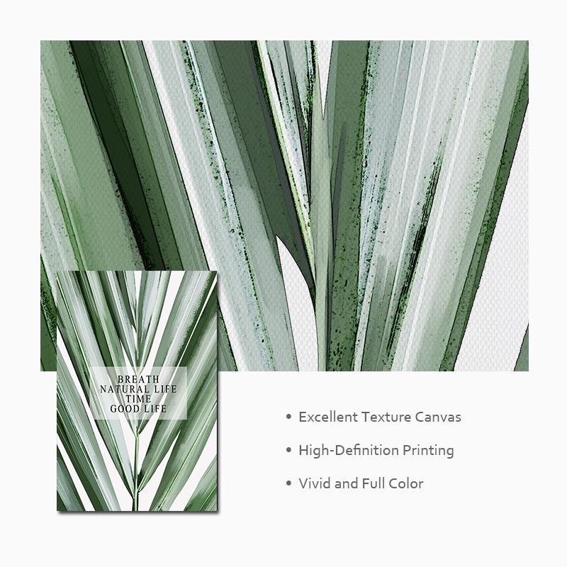 Nordic Decoration Green Plant Leaves Canvas Poster Quotes Wall Art Print Painting Decorative Pictures for Living Room Home Decor