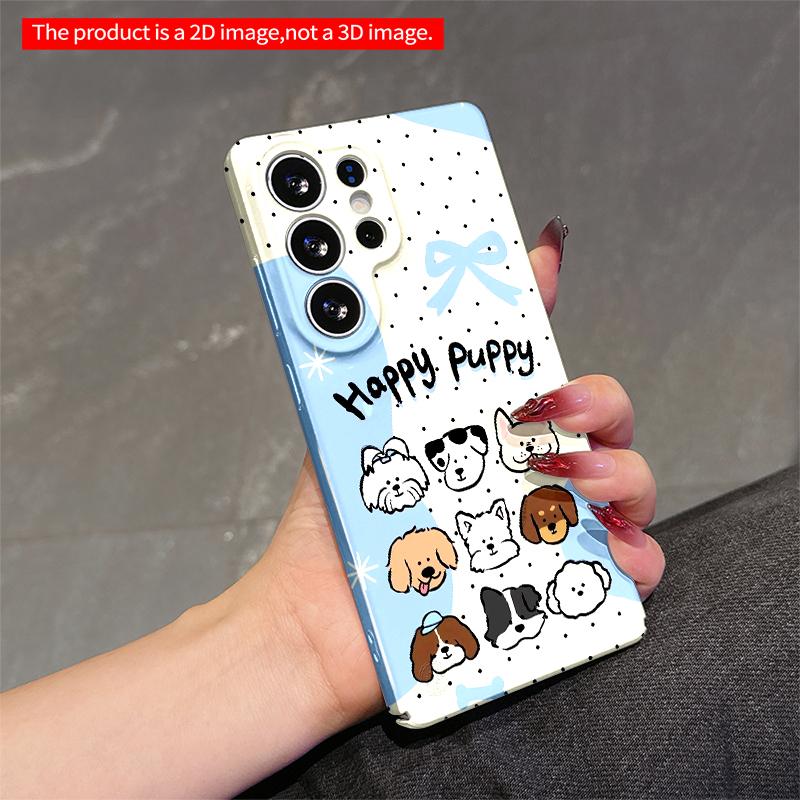 2DFlat Samsung Phone Case Happy Puppy Dog Faces Phone Case Applicable To Galaxy S22 S23 S24 S25ULTRA S26 A12 A13 A14 A15 A16 A34 A35 A54 A55