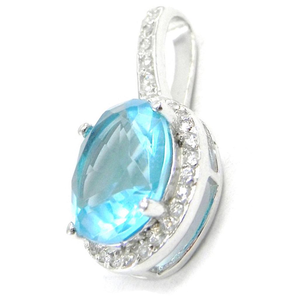 Les Trésors De Lily [I3608] - Silver Pendant 'Celestina' Turquoise Silver White (rhodium-plated) - 10x12 Mm