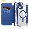 For iPhone 14 Case Compatible with MagSafe RFID Blocking Card Holder Leather Phone Cover