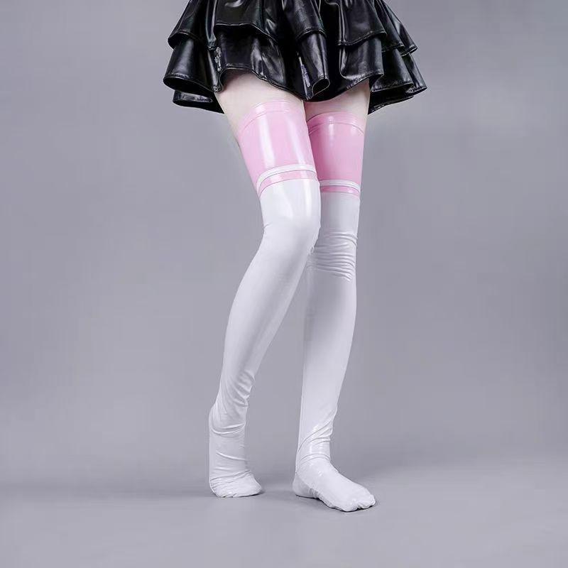 

Queen Non-Slip Patent Leather Thigh-High Anime Stockings One Size