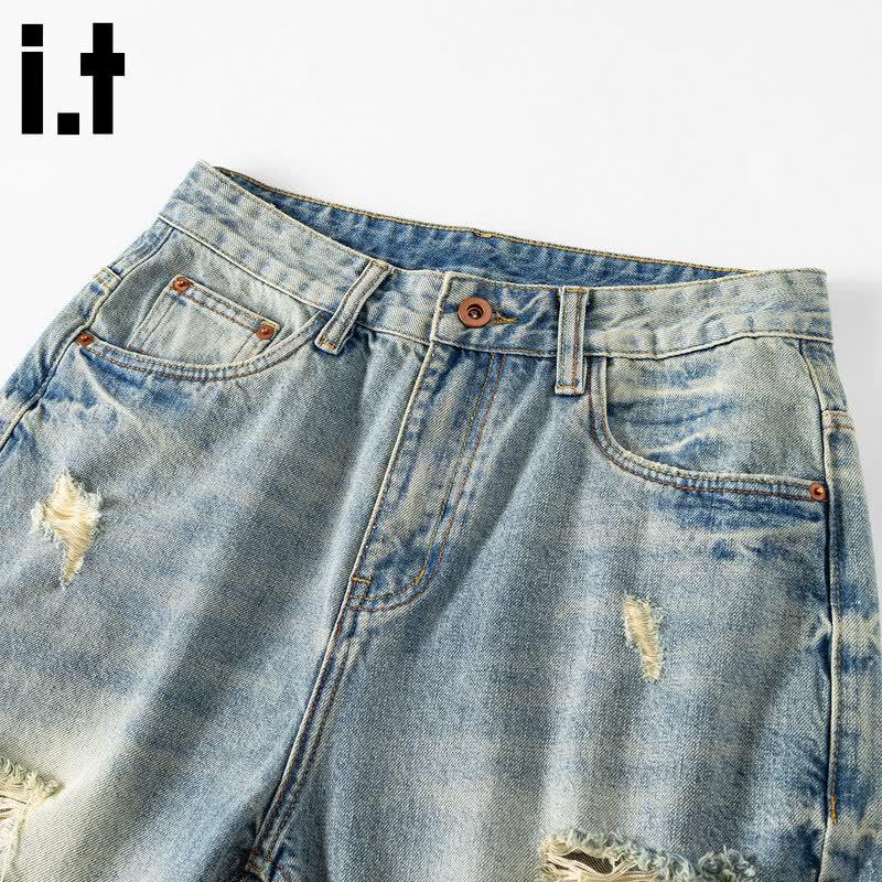 :CHOCOOLATEit Herren gewaschene zerrissene Jeans-Shorts