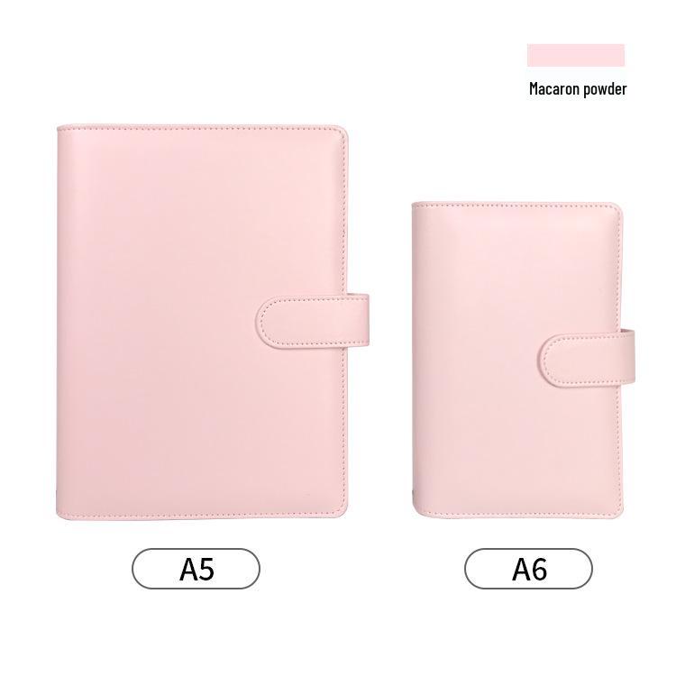 Korean Heart Macaron A5/A6 Ring Binder Notebook - PU Journal with 6-Hole Design