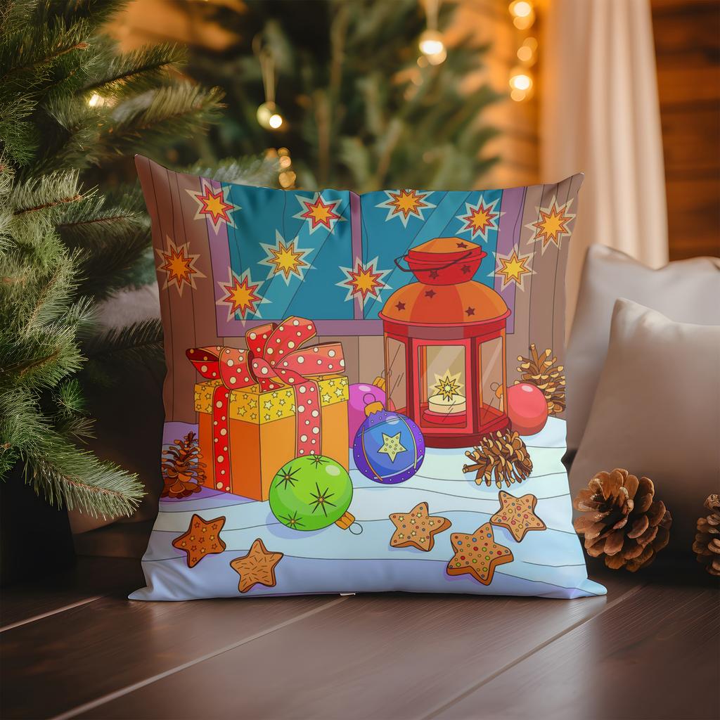 Home Decor Snowflake Merry Christmas Pillow Cover Pattern Cushion Cover Suitable For Sofa Bedroom Car Pillow Cover