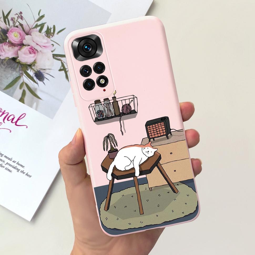 Phone Case For Xiaomi Redmi Note 11 Cover Cat Colorful Case Silicon Soft For Redmi Note11 Note11 4G Shockproof Protection Cover