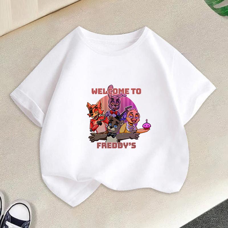 Five Nights Freddys Kids TShirt Cartoon Printed Boy Short Sleeve Tops FNAFs Girl Clothes Summer Breathable Baby Birthday Gifts