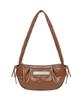 Nick&Nicole Crystal Shirring Ribbon Round Bag_Brown