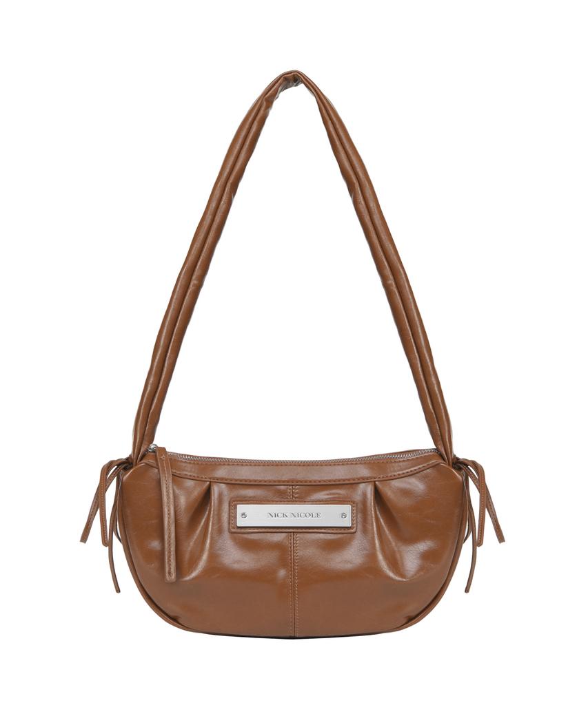 Nick&Nicole Crystal Shirring Ribbon Round Bag_Brown