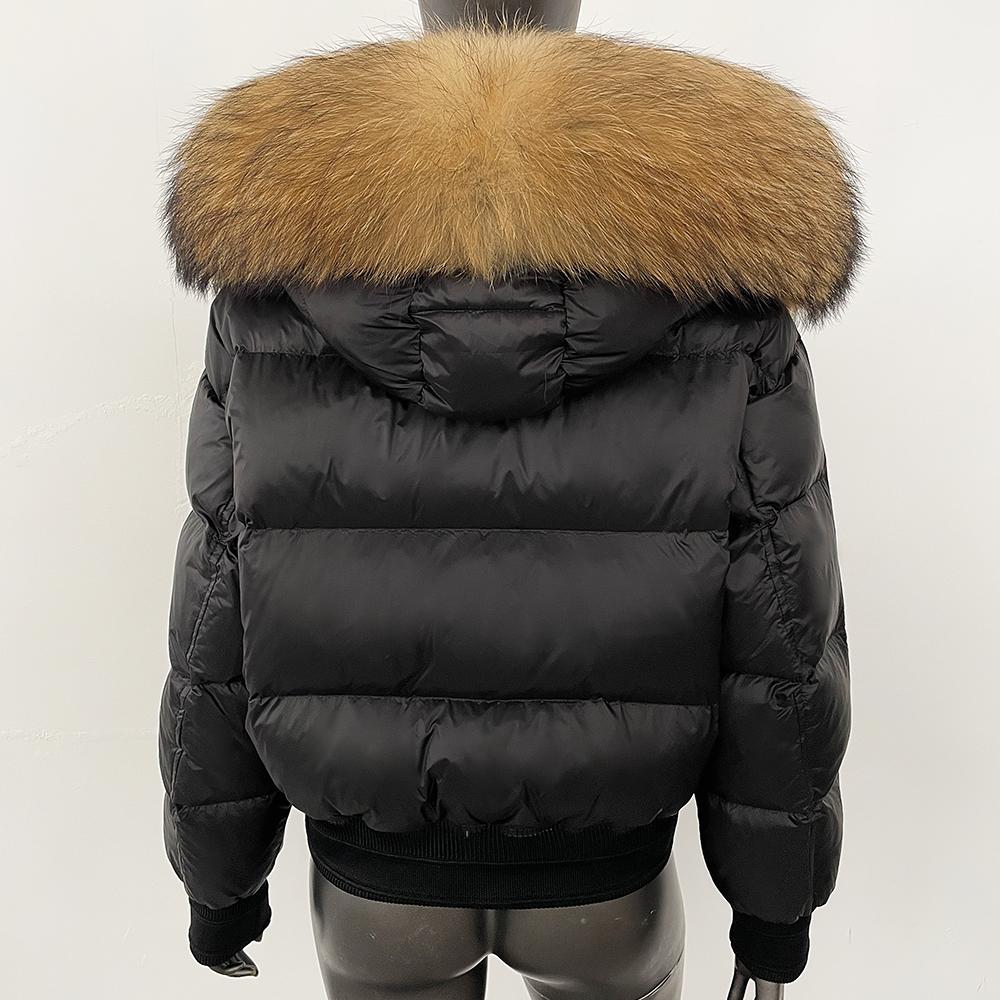 OFTBUY Hooded Thickened Warm Fluffy Puffer Jacket Women New Winter Real Fox Fur Top Clothing Natural Fur White Duck Down Coat