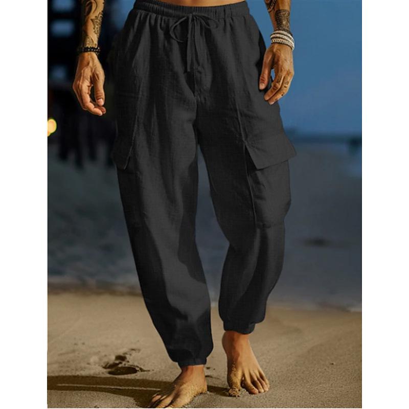 2024 Autumn Jogger Work Pants: Breathable Long Pants with Elastic Drawstring Waistband & Multi-Pocket Design