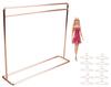 [Large, 45cm Tall] 14 Scale Doll Clothes Rack, Rose GoldPink Gold, Set of 10 Hangers, for Doll Clothes, Dress-Up Dolls, Clothing Rack, 45 X 35cm