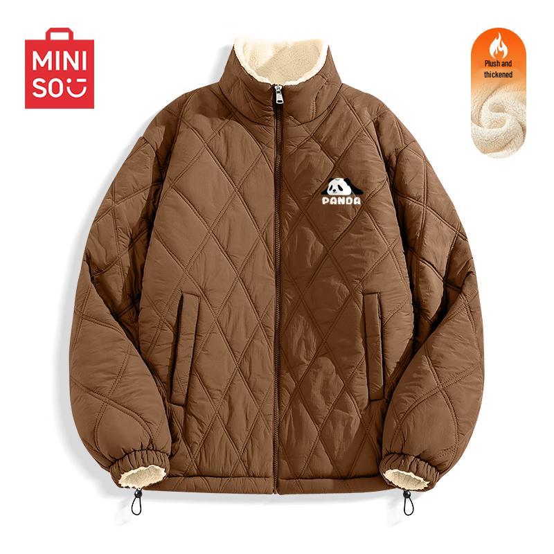MINISO Men's Heavyweight Plush-Lined Stand Collar Winter Jacket