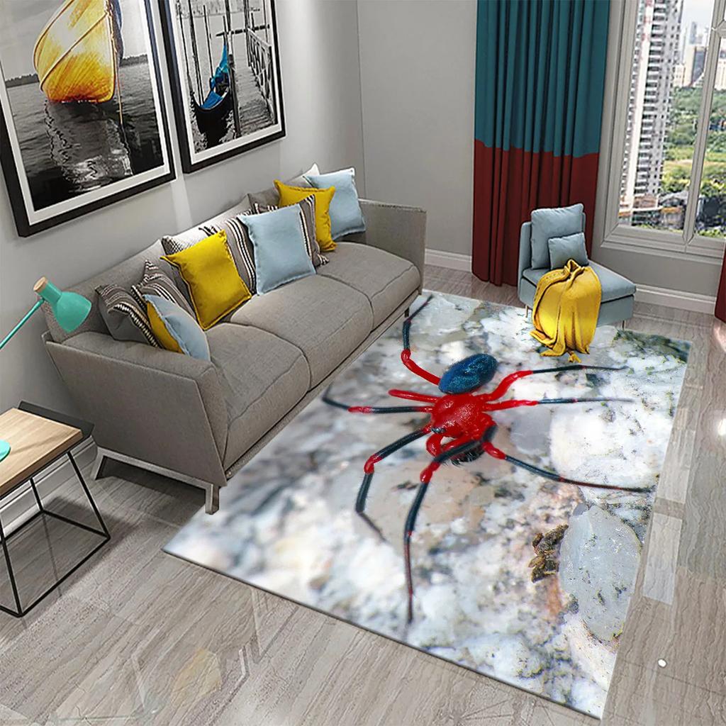 3D Colorful Spider Carpet for Living Room Bedroom Bathroom Entrance Non-slip Mat Doormats Carpet for Halloween Home Decor Gifts