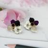 Retro Bohemian Blossoms of Flowers Stud Earrings Black White Square Crystal Women's Small Earrings Vintage Unusual Ear Jewelry