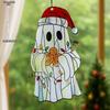 1pc Christmas Ghost Hanging Ornament Cute Ghost with Santa Hat Decortive Acrylic Suncatcher Art Pendants for Xmas Tree & Home Window