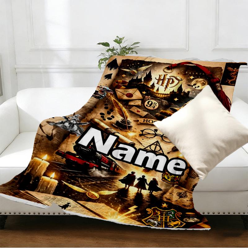 Custom Name Personalized movie Potter Print Blankets, Home Decor, Bedroom, Sofa, Camping, Couch, Gifts for Birthday Christmas