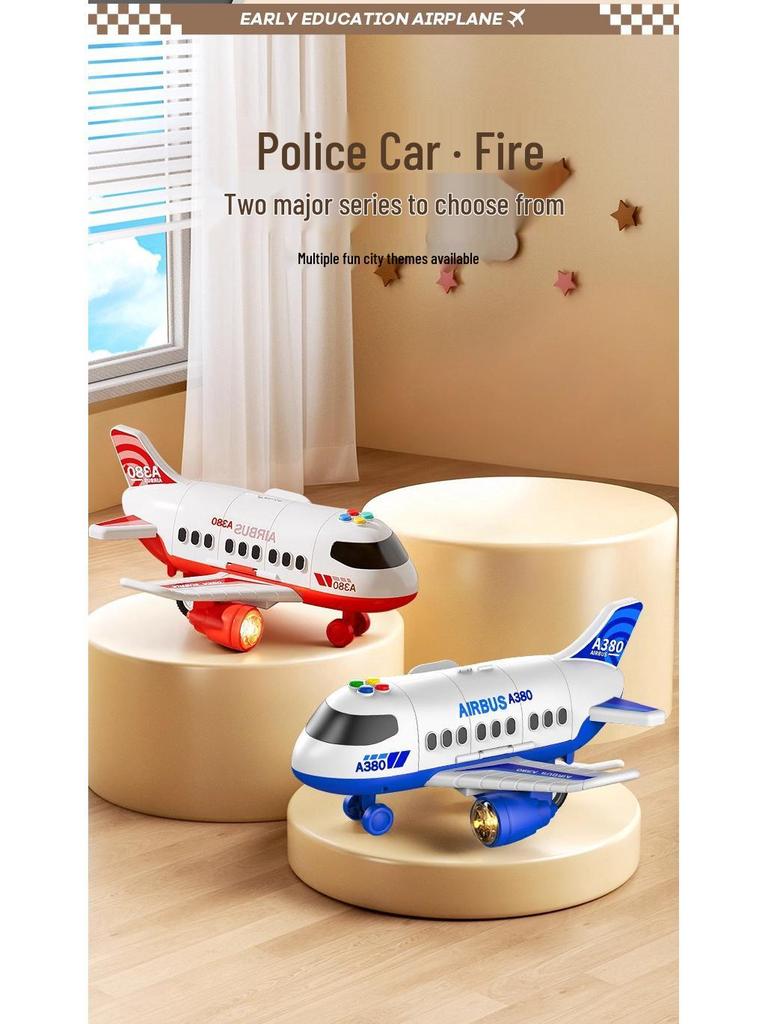 Kids' Transforming Helicopter and Fire Truck Toy Set with Small Airplane and Car