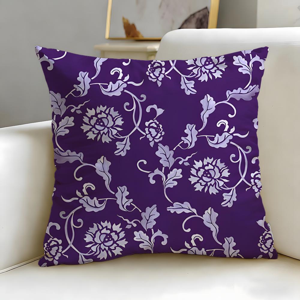 Chinese Traditional Floral Cushion Cover Soft  EasyWash Pillow Case  Versatile for Couch Bed Travel and Office