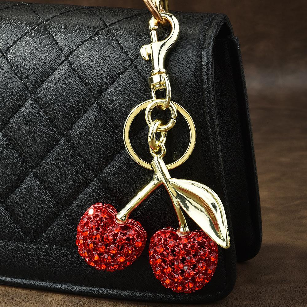 Suijue Full Diamond Cherry Keychain Luggage Pendant Ins Feng Shui Fruit Pendant 2024 Winter Pendant Ins Wind