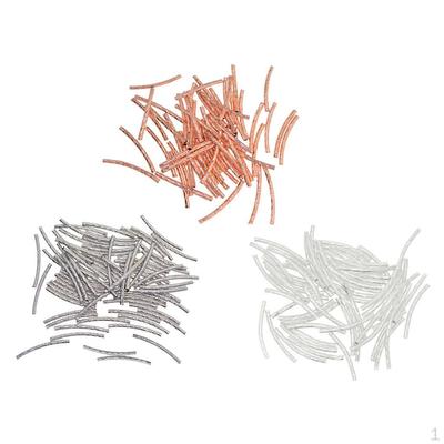 150 Pieces Engraved Curve Spacer Loose Tube Noodle Beads For DIY Jewelry Making Bracelet Necklace