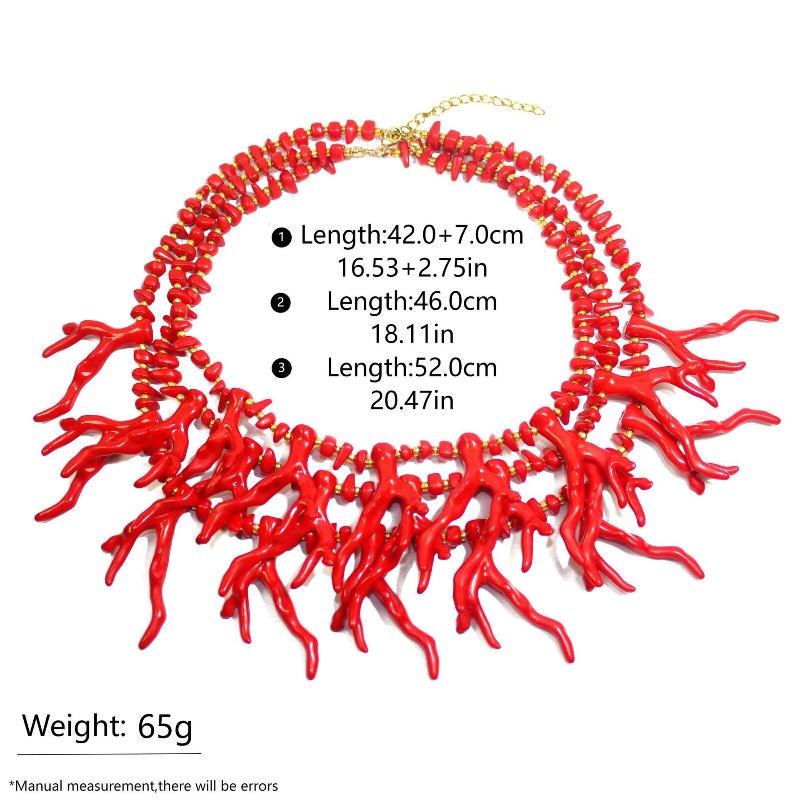 Exaggerated Beaded Coral Necklace Multi-Layer Bohemia Coralal Pendant Necklace Jewelry Colorful Ocean Style Beach Choker