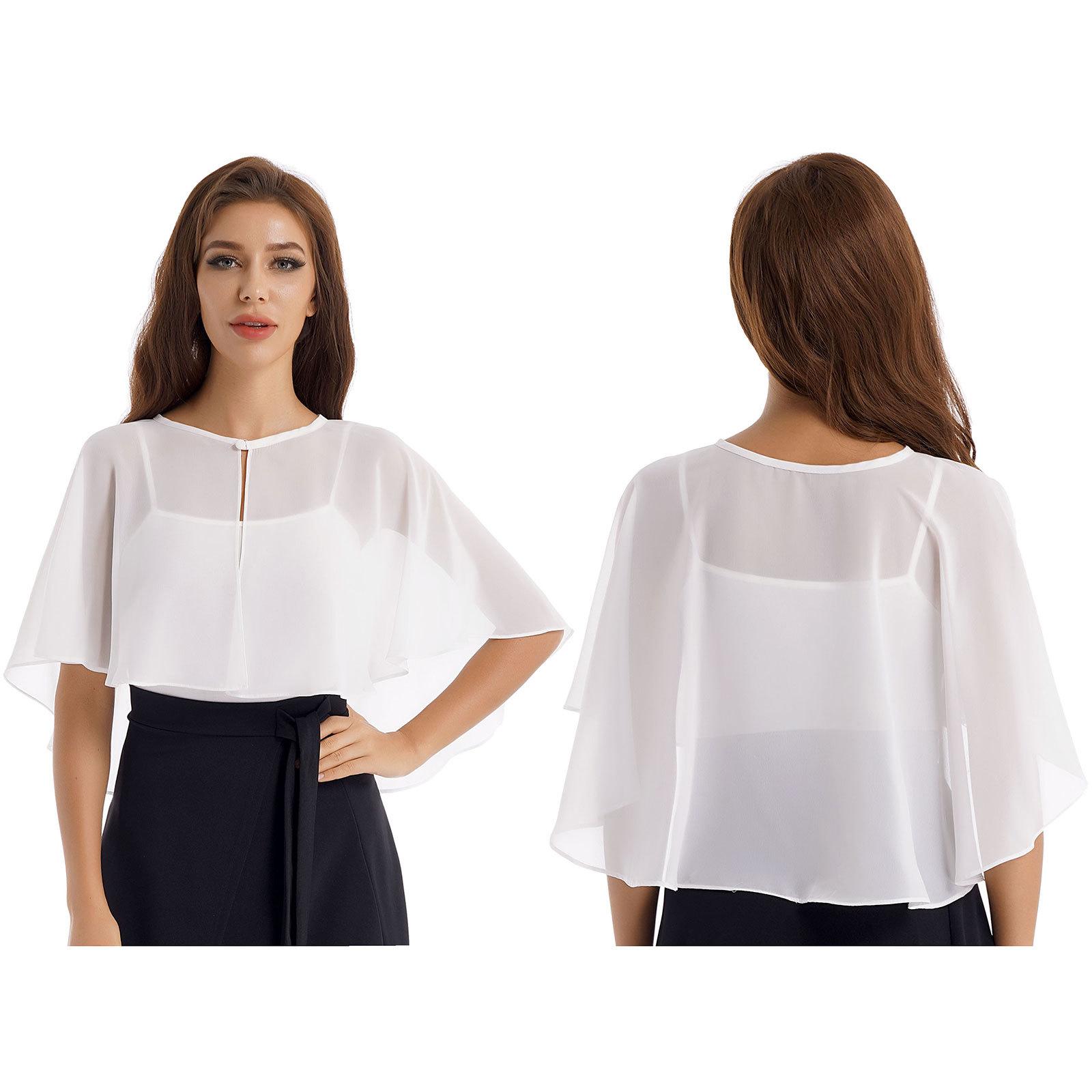 

Жіночі прозорі накидки, шалі з одним ґудзиком, шифонові накидки, накладки для весільної вечірки One Size білий