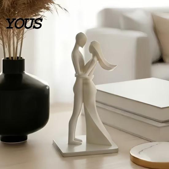 Durable Couple Statue Figurine, 3D Printed Hugging Statue, Modern Romantic Desktop Sculpture for Living Room, Bedroom, Office, Shelf, Table