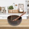 Coconuts Bowl Spoon Set Featurings Unique Natural Pattern for Cold Dishes