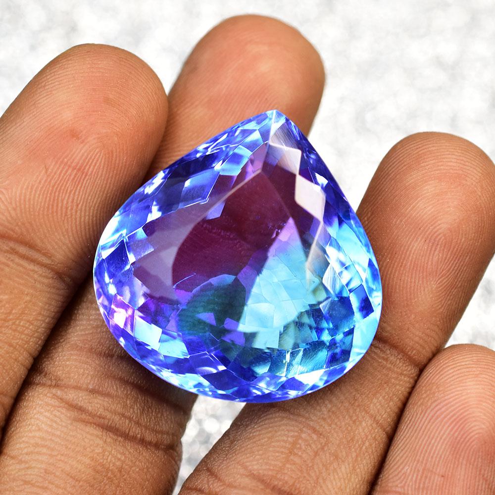 Bi-Color Tourmaline Natural 68.6 Ct Pear Certified Rare Loose Gemstone