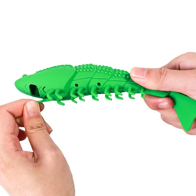 Rubber Cat Toy Chew Toothbrush Catnip Shrimp Shape Pet Toy for Dental Cleaning and Play