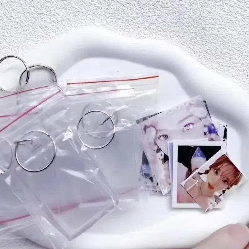 550Pcs Transparent Rectangle Blank Acrylic Insert Keychain Po Picture Frame Keyring Holder Diy Split Ring Keychain Gifts