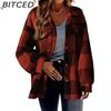 BITCED Naiste Vintage Vabaaja ruuduline sügis-talvine pikkade varrukatega POLO kaelusega jakid ja mantlid