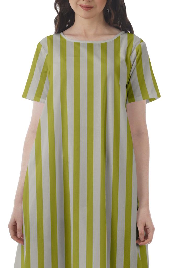Moomaya Printed Sun Dresses Women Short Sleeve Cotton Flex Party Dress
