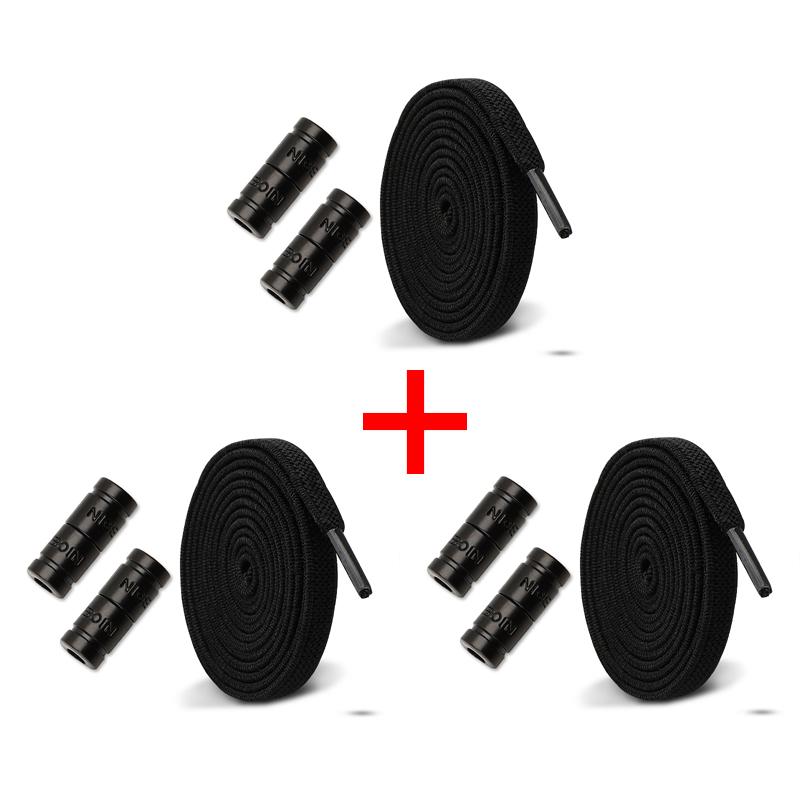 New 1Pair/3Pair Buckle Flat Elastic No-Tie Laces Letter Metal Capsule Lazy Shoelace for Men Women Sneakers Quick Shoelaces