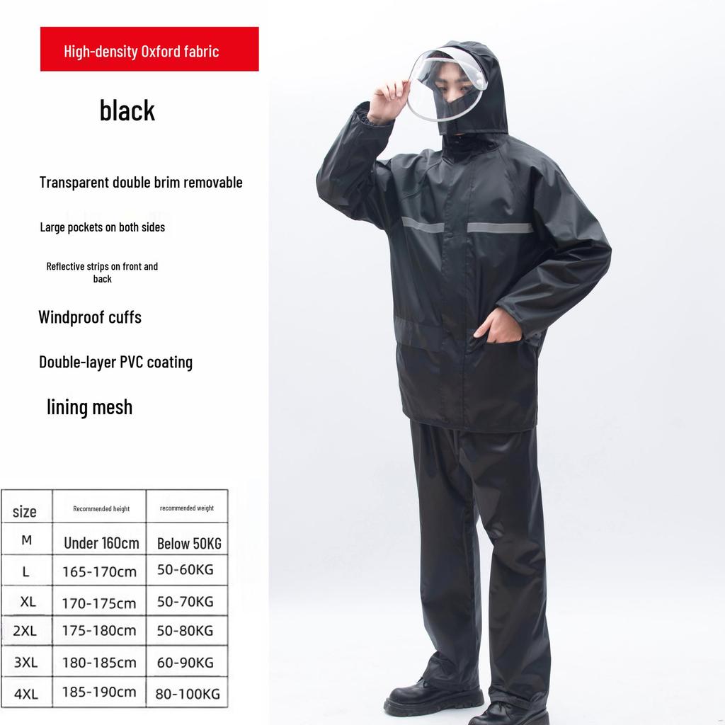 Reflective Raincoat and Pants Set for Electric Motorcycle Riding